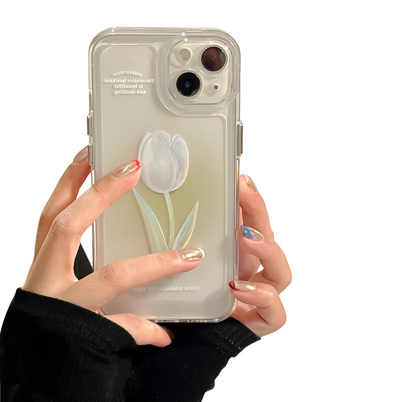 Tulip & Rose Floral iPhone Case – Clear Shock-Resistant TPU Cover - Image 2