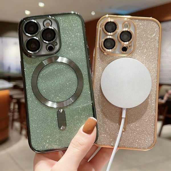 Electroplated Glitter iPhone Case – MagSafe-Compatible Magnetic Full-Cover Case