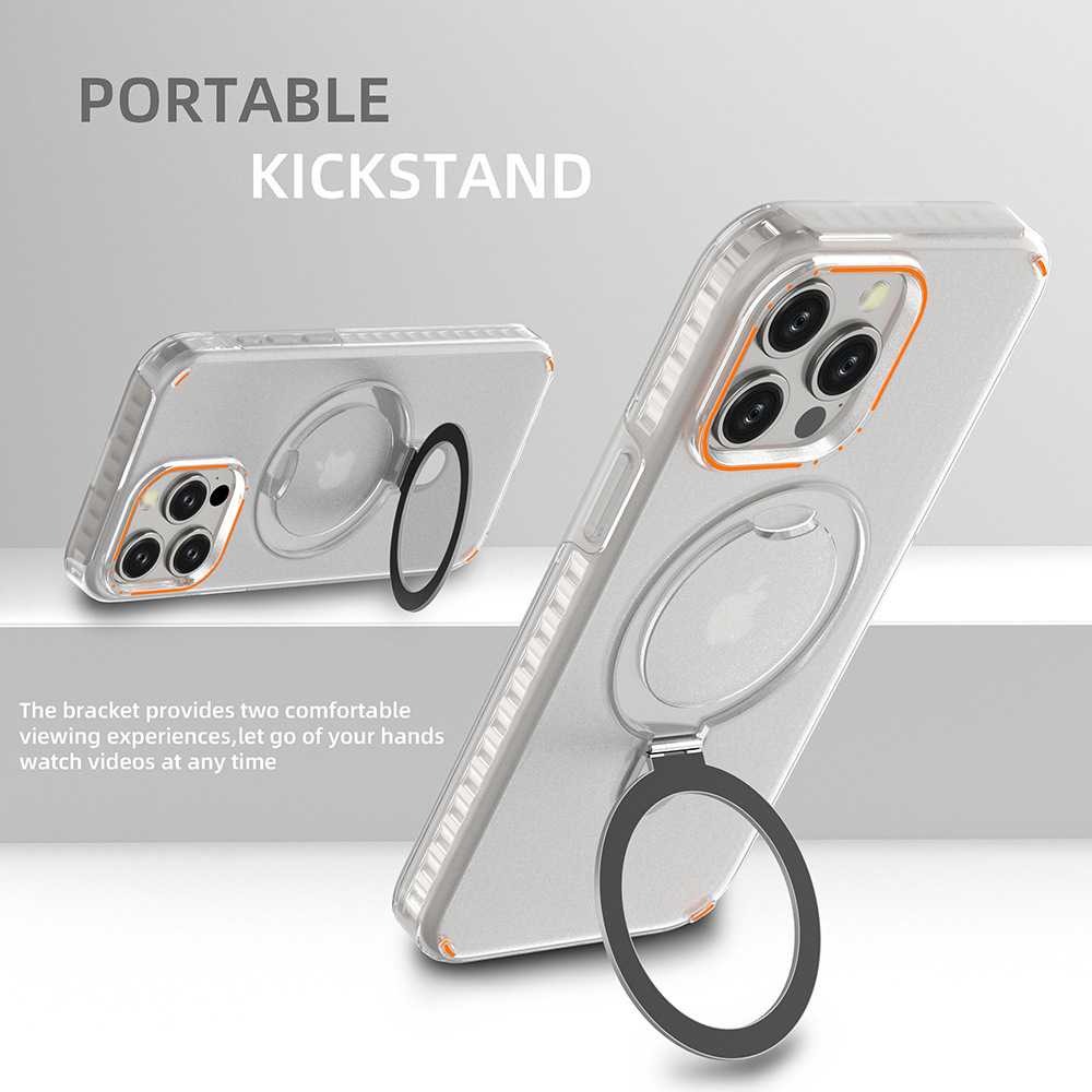 MagSafe-Compatible iPhone Case with 135° Rotating Ring Stand – Transparent Shockproof Cover - Image 8