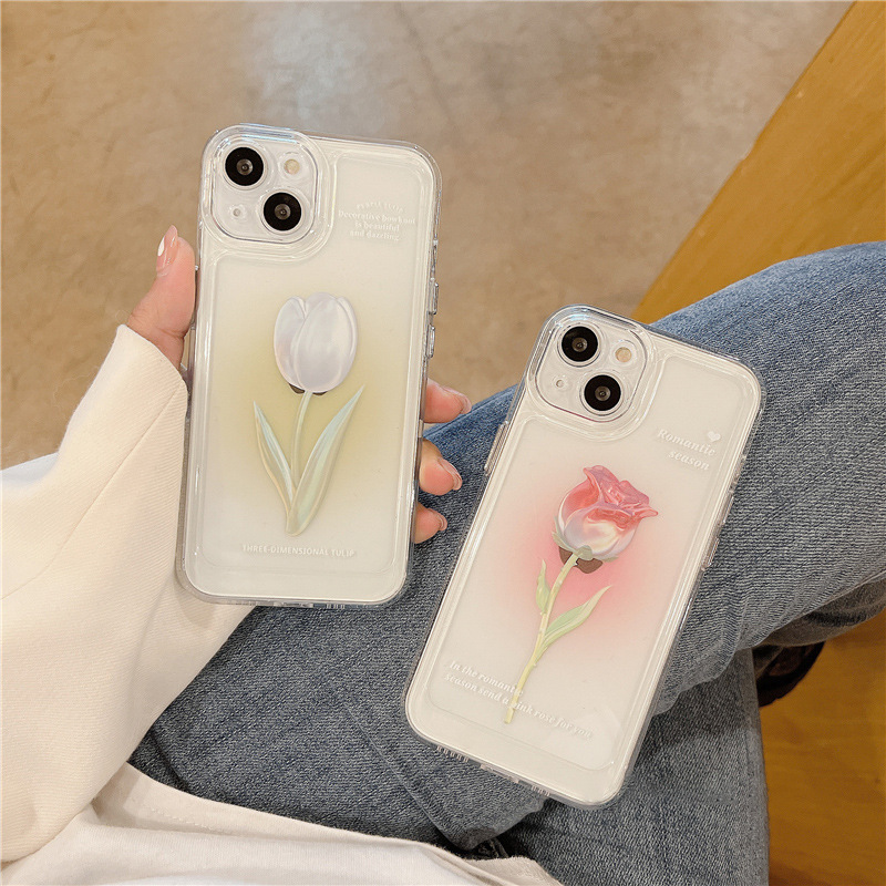 Tulip & Rose Floral iPhone Case – Clear Shock-Resistant TPU Cover - Image 7