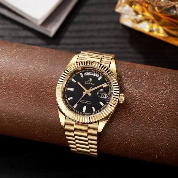 Men’s Automatic Mechanical Watch with Dual Calendar – Stainless-Steel Day-Date Wristwatch