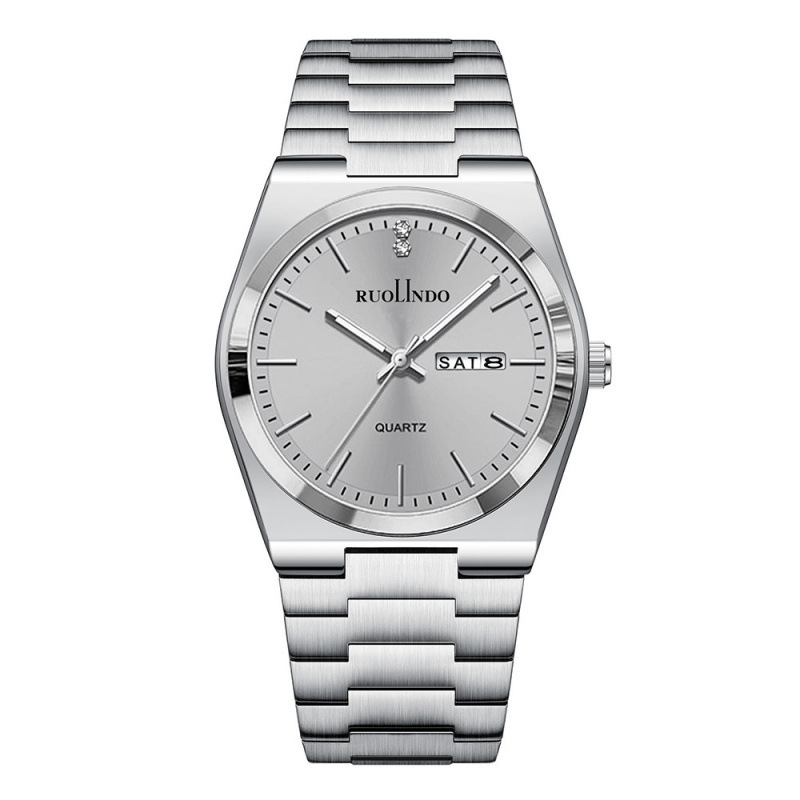 Men’s Slim Quartz Watch with Day-Date Display – Stainless-Steel Butterfly-Clasp Wristwatch - Image 10