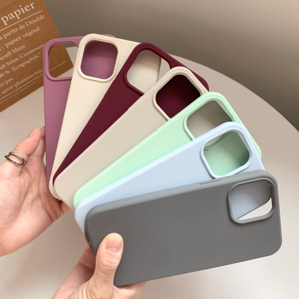 Soft-Touch Liquid Silicone iPhone Case – Full-Cover Protective Case with Flocked Lining