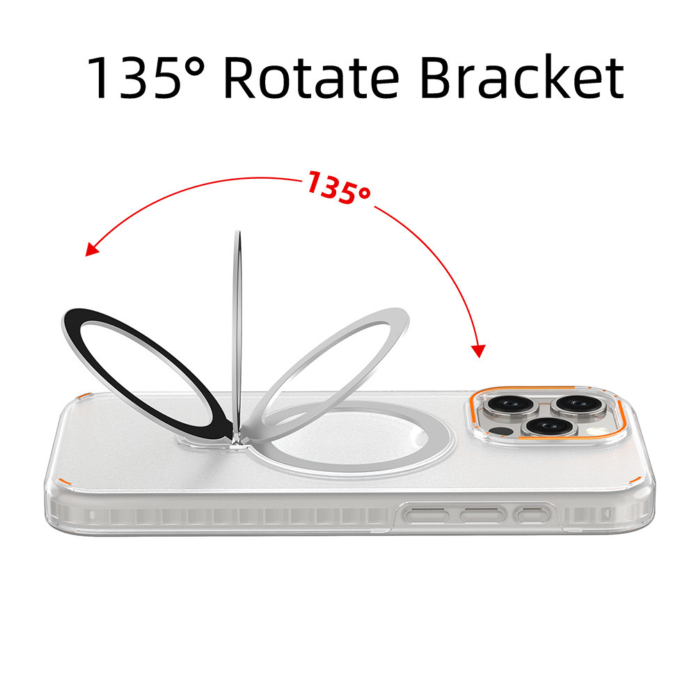 MagSafe-Compatible iPhone Case with 135° Rotating Ring Stand – Transparent Shockproof Cover - Image 4