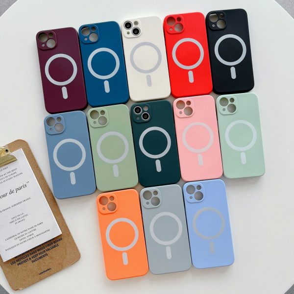 MagSafe-Compatible Soft TPU iPhone Case – Solid-Color Magnetic Protective Cover