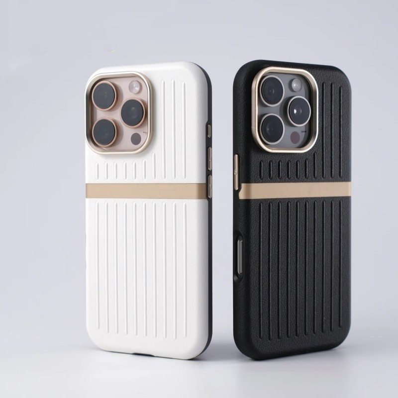 MagSafe-Compatible Ribbed Faux Leather iPhone Case – Magnetic Shock-Resistant Business Cover - Image 8