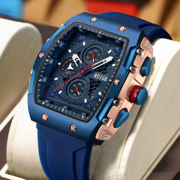 RuiGe Men’s Barrel-Shaped Watch – Sporty Outdoor-Style Fashion Wristwatch