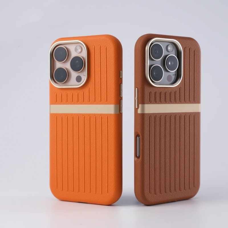 MagSafe-Compatible Ribbed Faux Leather iPhone Case – Magnetic Shock-Resistant Business Cover