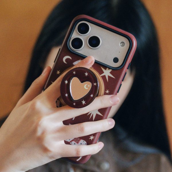 Starry Pegasus iPhone Case with Heart Ring Holder – Red Acrylic Protective Cover