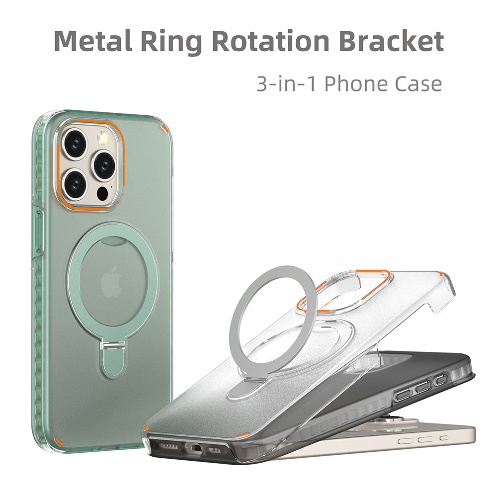 MagSafe-Compatible iPhone Case with 135° Rotating Ring Stand – Transparent Shockproof Cover - Image 6