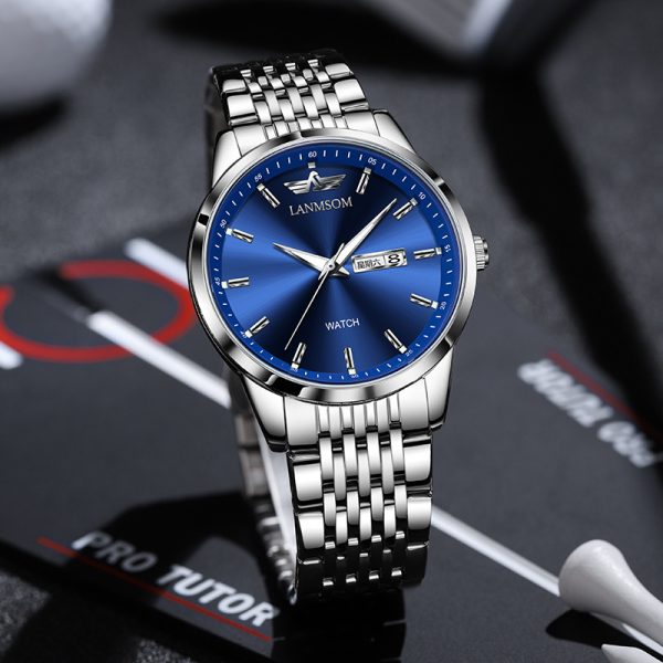 Men’s Slim Automatic Watch with Dual Day-Date Display – Luminous Business Wristwatch