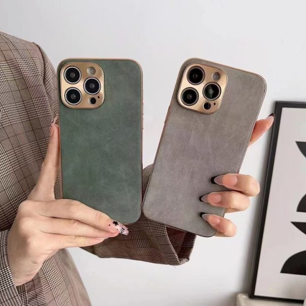 Leather-Texture iPhone Case – Slim Soft TPU Solid-Color Protective Cover