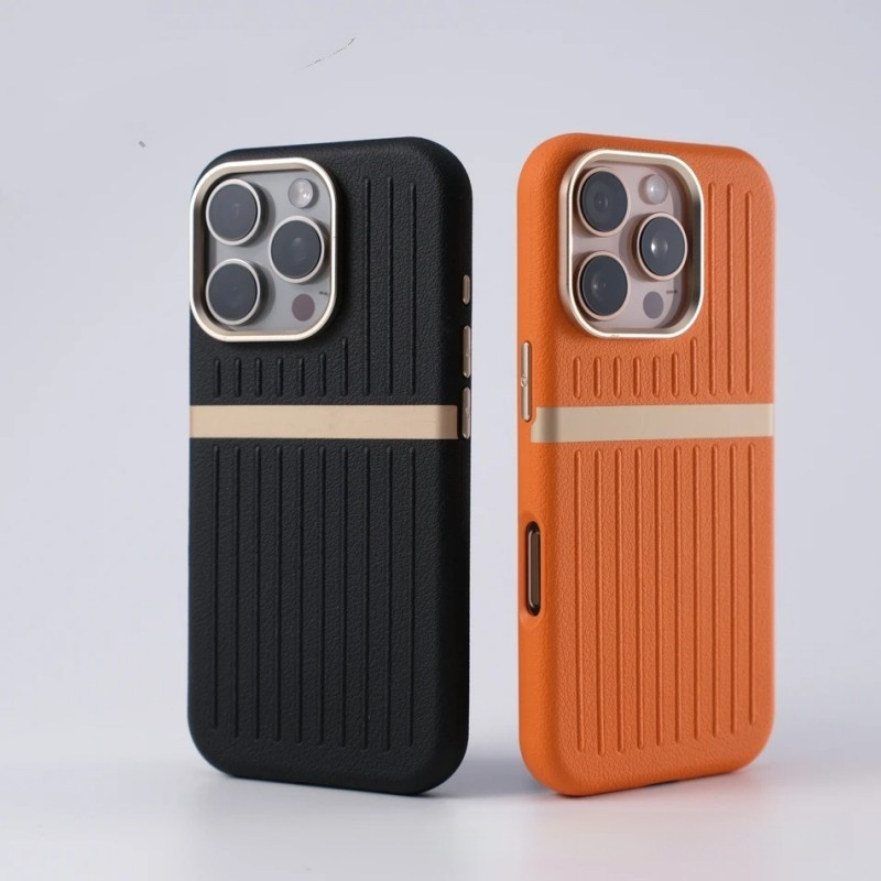 MagSafe-Compatible Ribbed Faux Leather iPhone Case – Magnetic Shock-Resistant Business Cover - Image 3