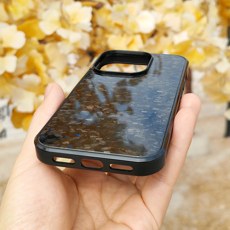 Forged Carbon Fiber iPhone Case – Magnetic Shock-Resistant Cover with Color Foil Flecks - Image 8