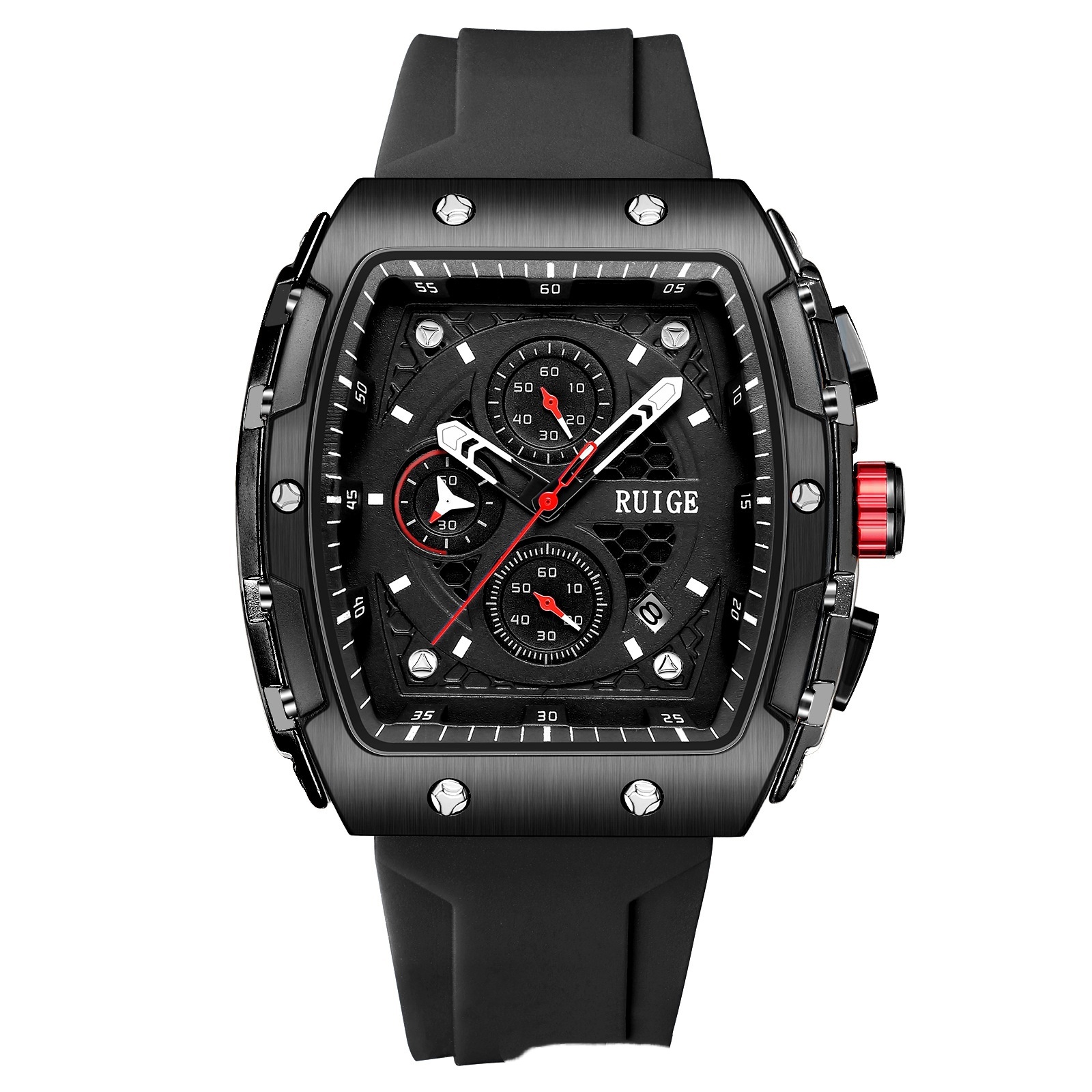 RuiGe Men’s Barrel-Shaped Watch – Sporty Outdoor-Style Fashion Wristwatch - Image 5