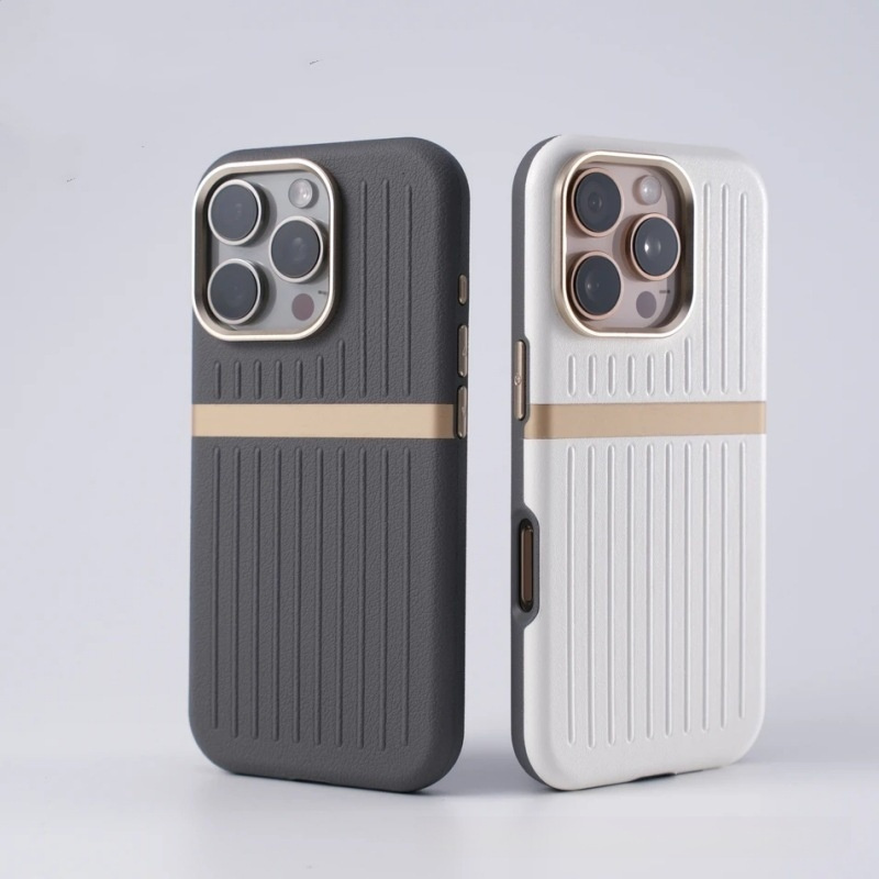 MagSafe-Compatible Ribbed Faux Leather iPhone Case – Magnetic Shock-Resistant Business Cover - Image 2