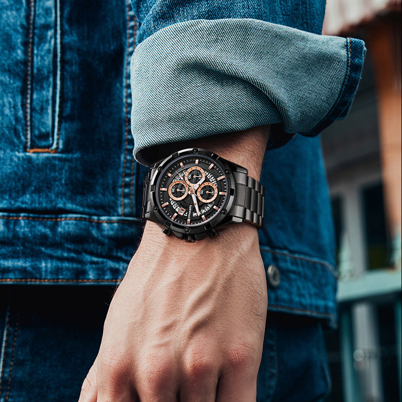 Men’s Luminous Quartz Watch – Casual Multi-Dial Metal Bracelet Wristwatch - Image 6