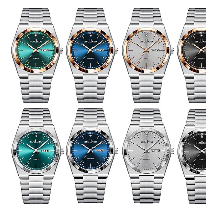 Men’s Slim Quartz Watch with Day-Date Display – Stainless-Steel Butterfly-Clasp Wristwatch - Image 4