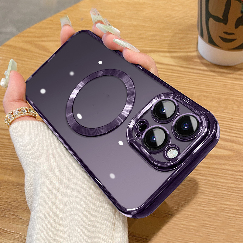 MagSafe-Compatible Glossy iPhone Case – Magnetic TPU Cover with Metallic Camera Trim - Image 3