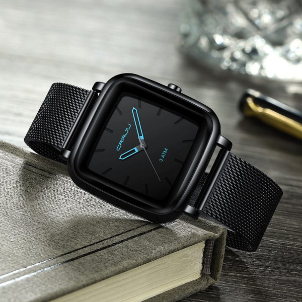 Unisex Minimalist Square Quartz Watch – Casual Mesh-Strap Wristwatch