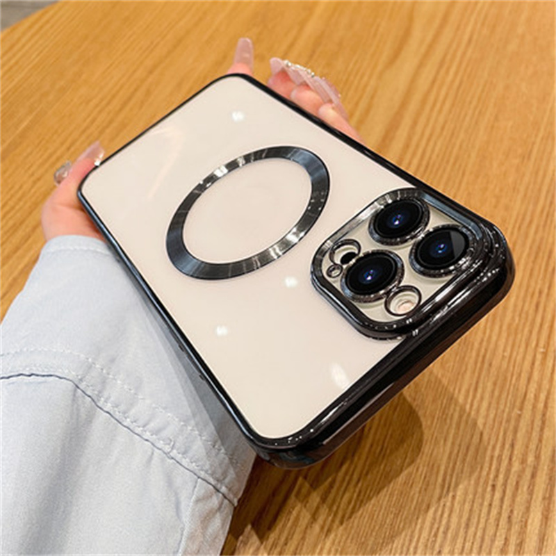MagSafe-Compatible Glossy iPhone Case – Magnetic TPU Cover with Metallic Camera Trim - Image 2