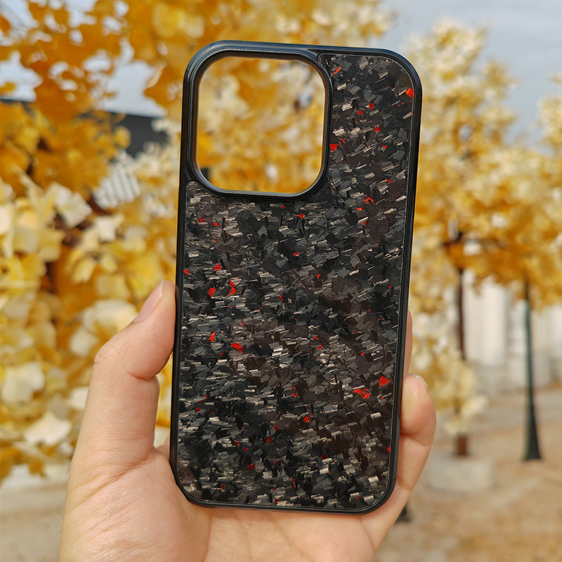 Forged Carbon Fiber iPhone Case – Magnetic Shock-Resistant Cover with Color Foil Flecks - Image 9