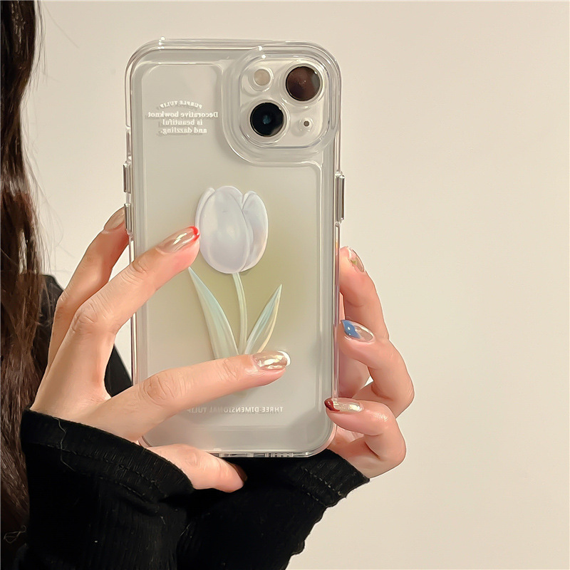 Tulip & Rose Floral iPhone Case – Clear Shock-Resistant TPU Cover - Image 3