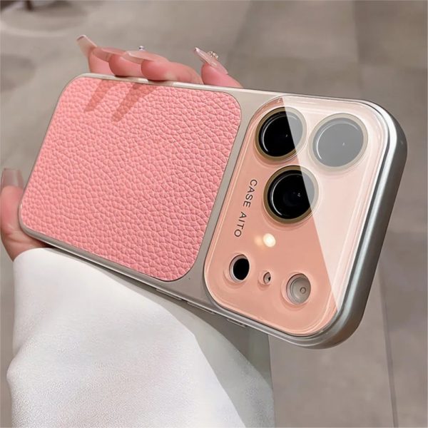 Lychee-Texture PU iPhone Case – Full-Cover Leather-Look Protective Case