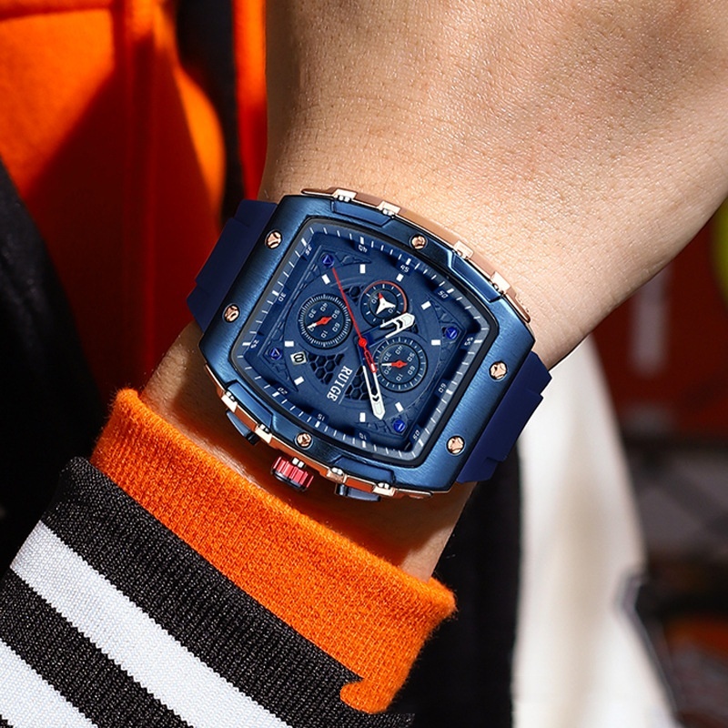 RuiGe Men’s Barrel-Shaped Watch – Sporty Outdoor-Style Fashion Wristwatch - Image 3