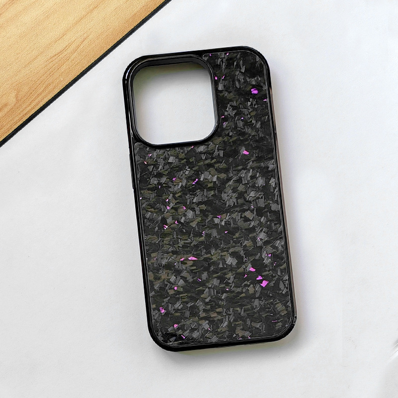 Forged Carbon Fiber iPhone Case – Magnetic Shock-Resistant Cover with Color Foil Flecks - Image 5