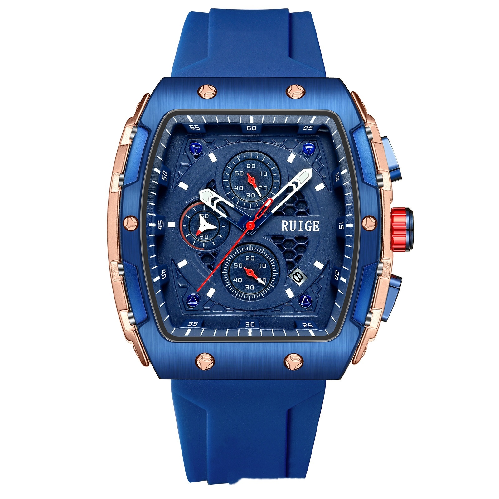 RuiGe Men’s Barrel-Shaped Watch – Sporty Outdoor-Style Fashion Wristwatch - Image 2
