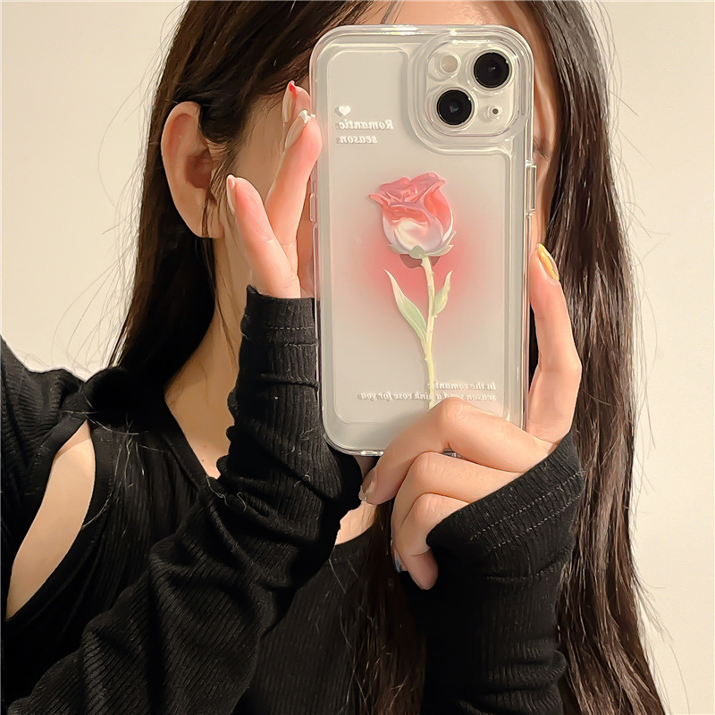 Tulip & Rose Floral iPhone Case – Clear Shock-Resistant TPU Cover - Image 4