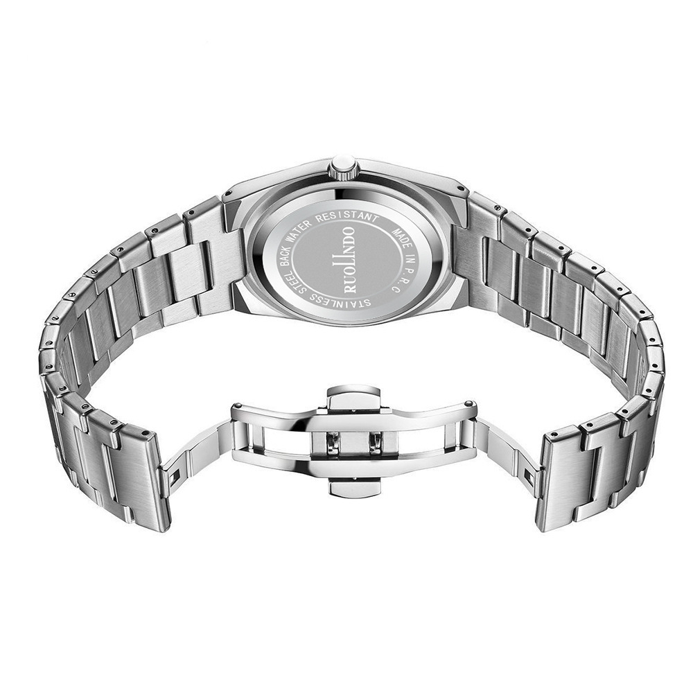 Men’s Slim Quartz Watch with Day-Date Display – Stainless-Steel Butterfly-Clasp Wristwatch - Image 7