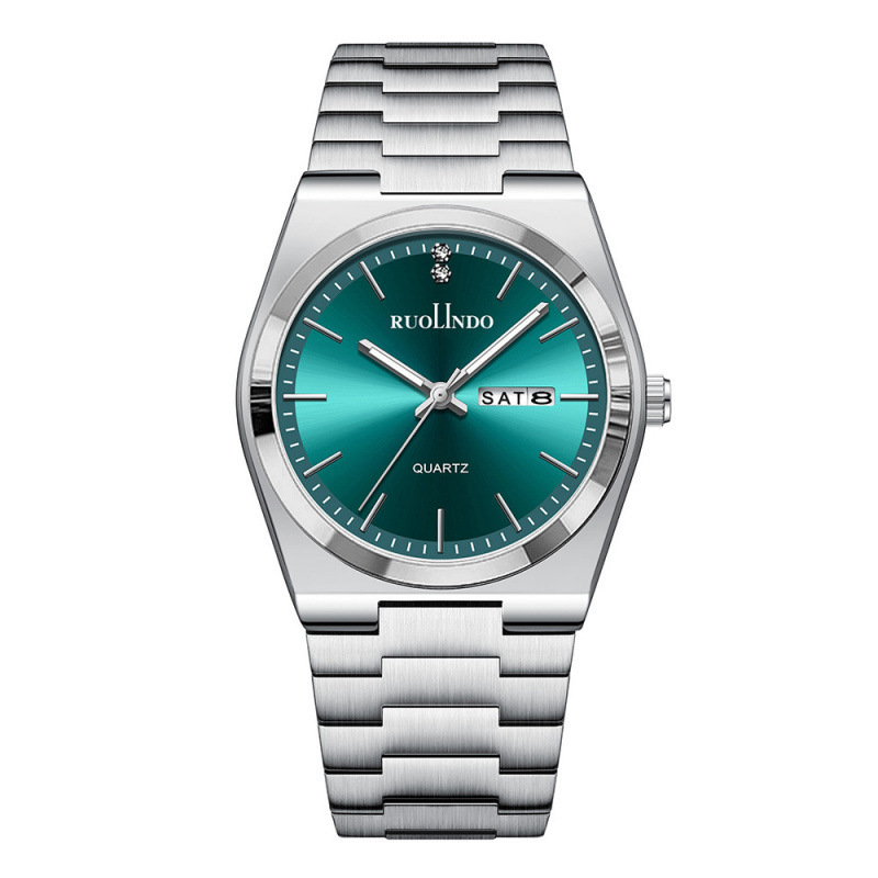 Men’s Slim Quartz Watch with Day-Date Display – Stainless-Steel Butterfly-Clasp Wristwatch - Image 6