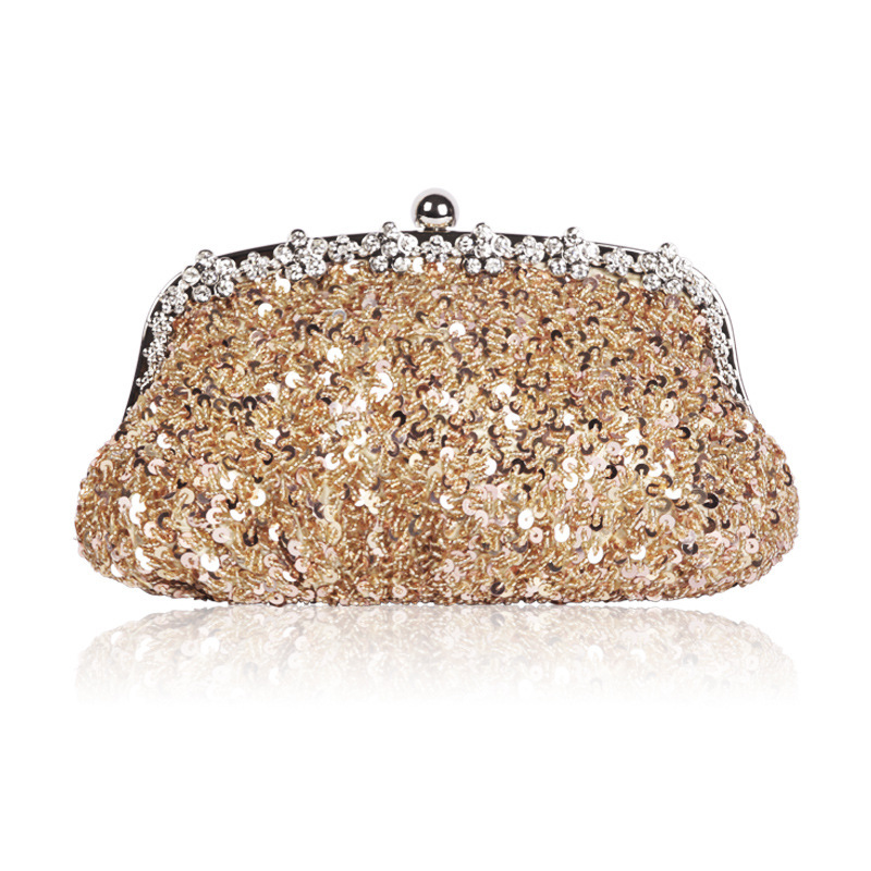 Women’s Hand-Beaded Sequin Evening Clutch with Chain Strap - Image 8