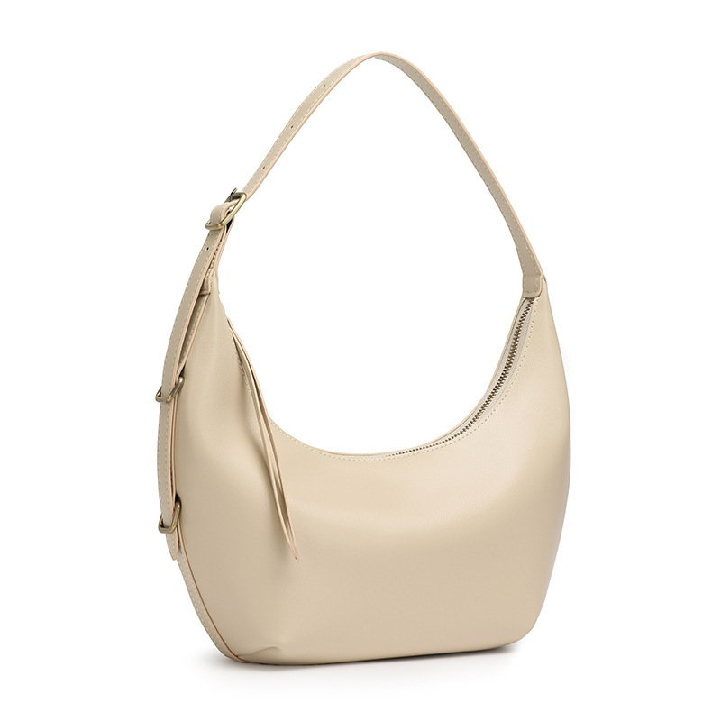 Women’s Full-Grain Leather Crescent Hobo Shoulder Bag - Image 4