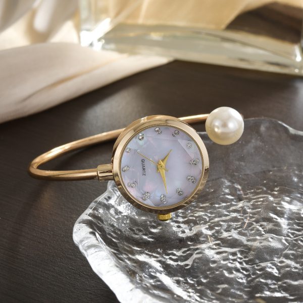 Women’s Gradient Dial Quartz Bangle Watch with Pearl Accent