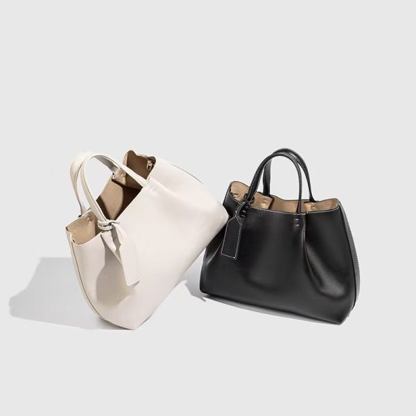 Women’s Vintage PU Leather Tote Bag with Crossbody Strap