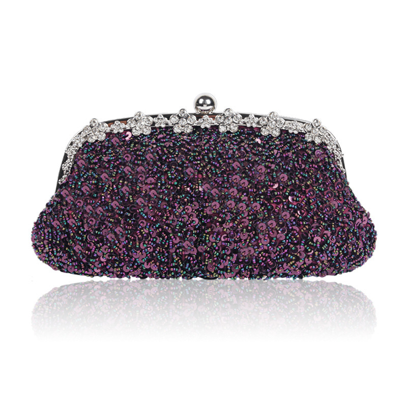 Women’s Hand-Beaded Sequin Evening Clutch with Chain Strap - Image 6