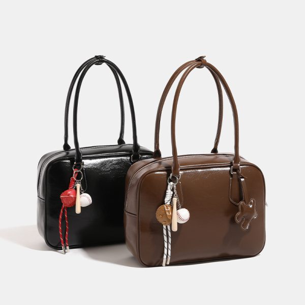 Women’s Large-Capacity PU Leather Bowler Tote Bag