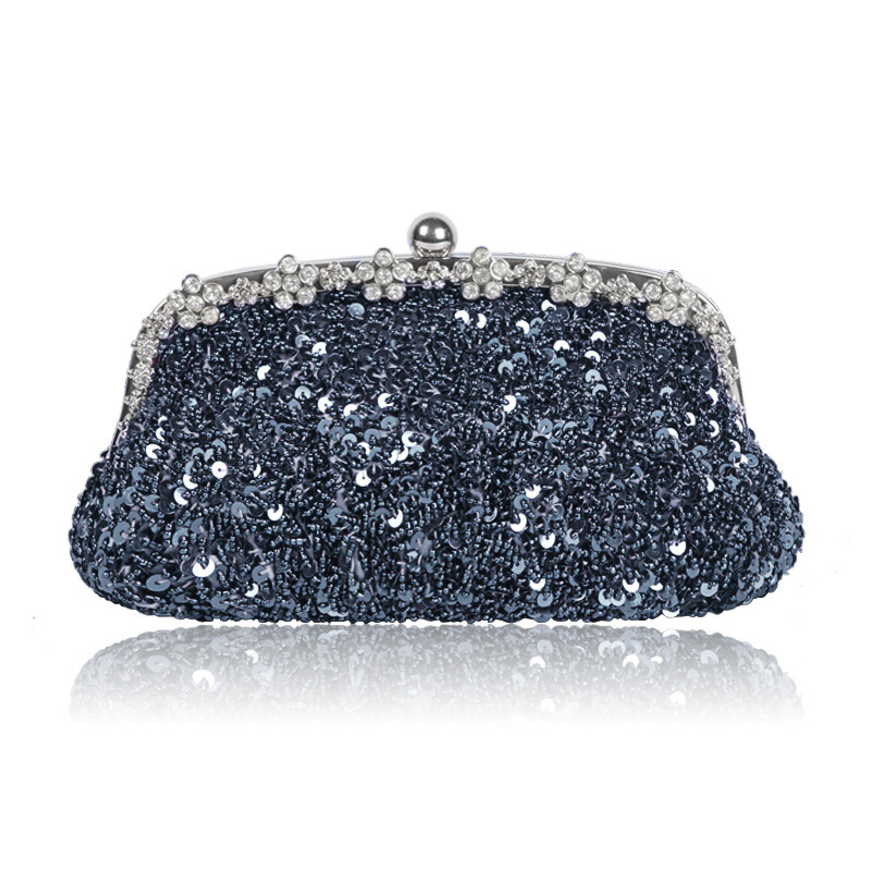 Women’s Hand-Beaded Sequin Evening Clutch with Chain Strap - Image 4