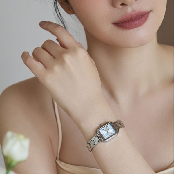 Women’s Crystal-Accented Rectangular-Dial Fashion Watch