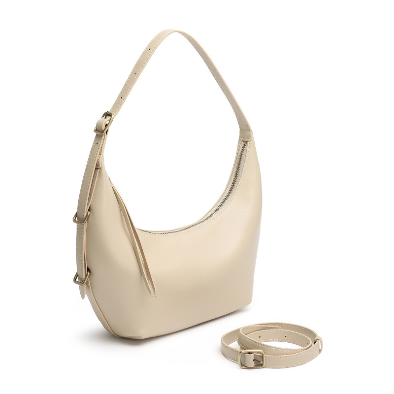 Women’s Full-Grain Leather Crescent Hobo Shoulder Bag - Image 5