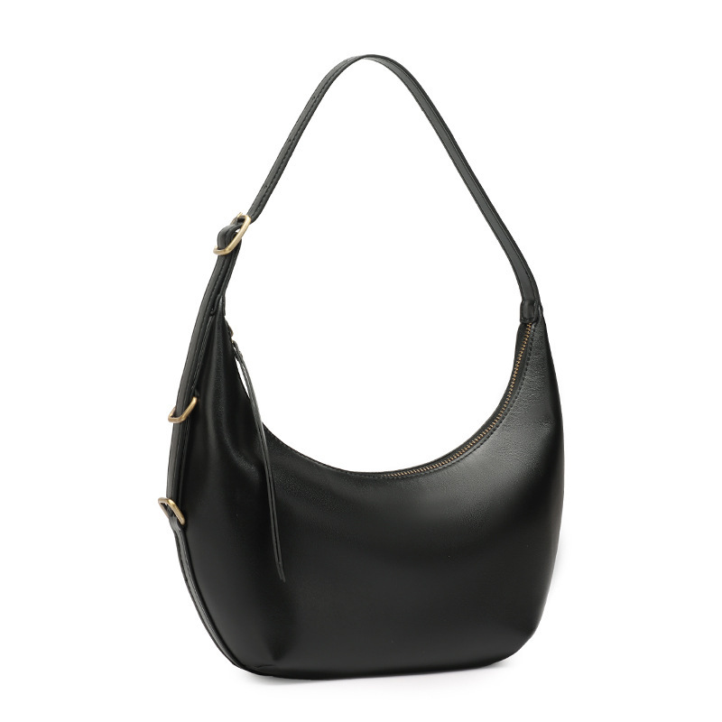Women’s Full-Grain Leather Crescent Hobo Shoulder Bag - Image 6