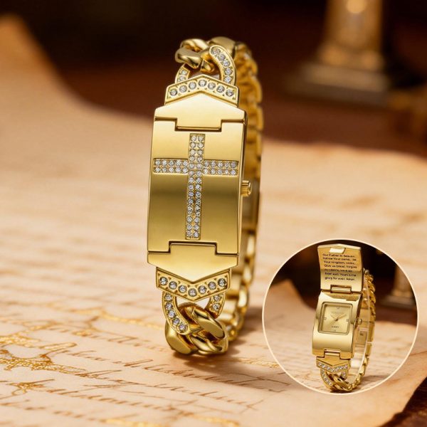 Women’s Vintage Flip-Top Cross Bracelet Watch