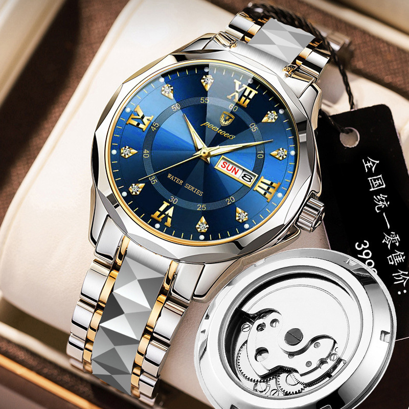 Men’s Mechanical Watch with Transparent Case Back – Butterfly-Clasp Steel Wristwatch - Image 6