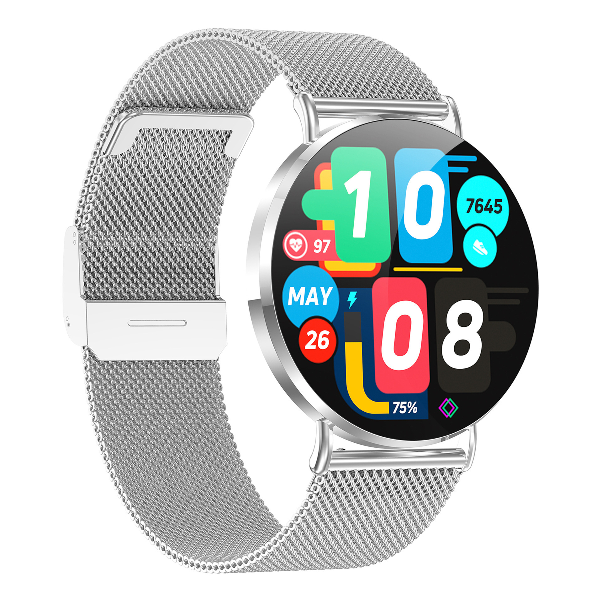 Women’s KM88 AMOLED Bluetooth Calling Smartwatch with Milanese Mesh Band