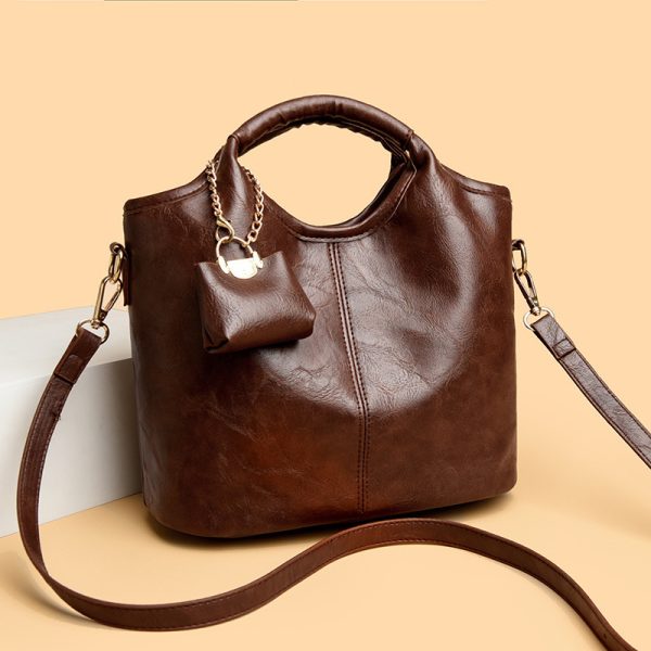 Women’s Vintage Oil-Wax PU Leather Tote and Crossbody Bag