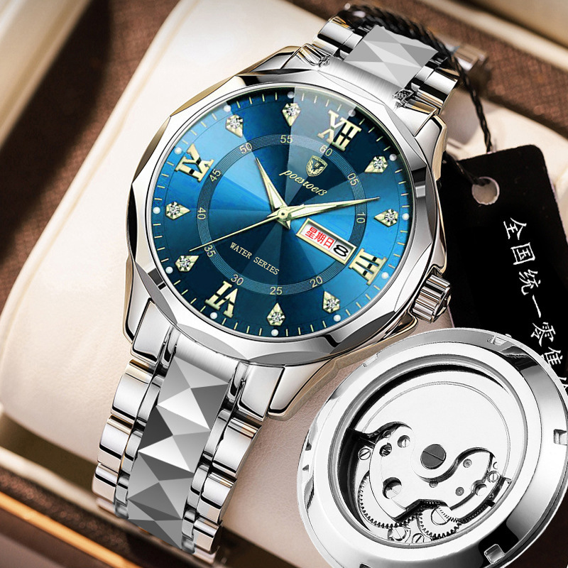 Men’s Mechanical Watch with Transparent Case Back – Butterfly-Clasp Steel Wristwatch - Image 8