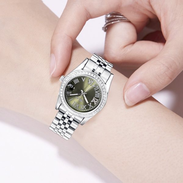 Women’s Luminous Crystal-Accented Watch with Stainless-Steel Bracelet